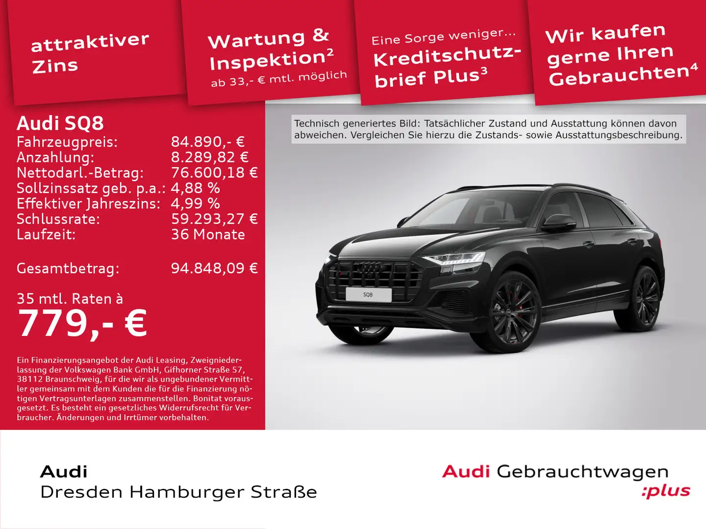 Audi SQ8 4.0TFSI quattro competition plus Matrix Pano Schwarz - 1