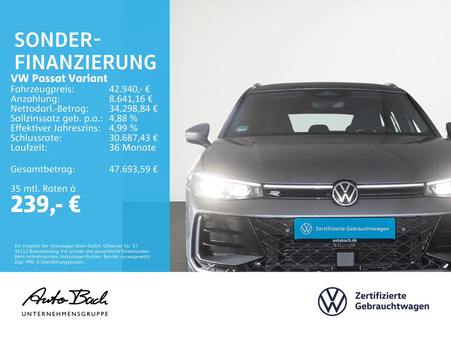 Volkswagen Passat Variant 2.0 TDI DSG R-Line, Navi, LED-Ma Grau - 2