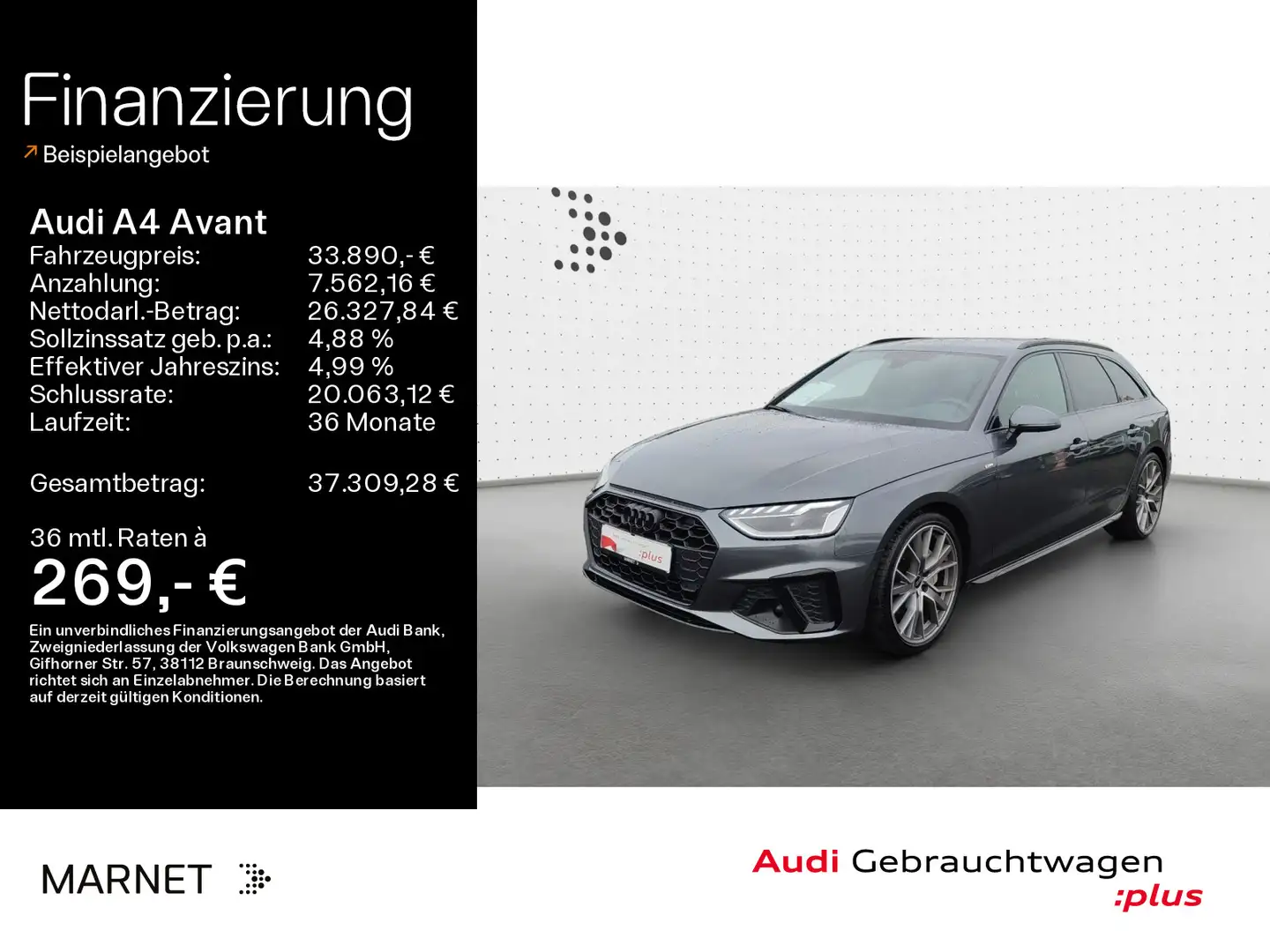 Audi A4 40 TDI quattro S line competition*Navi* Gris - 1