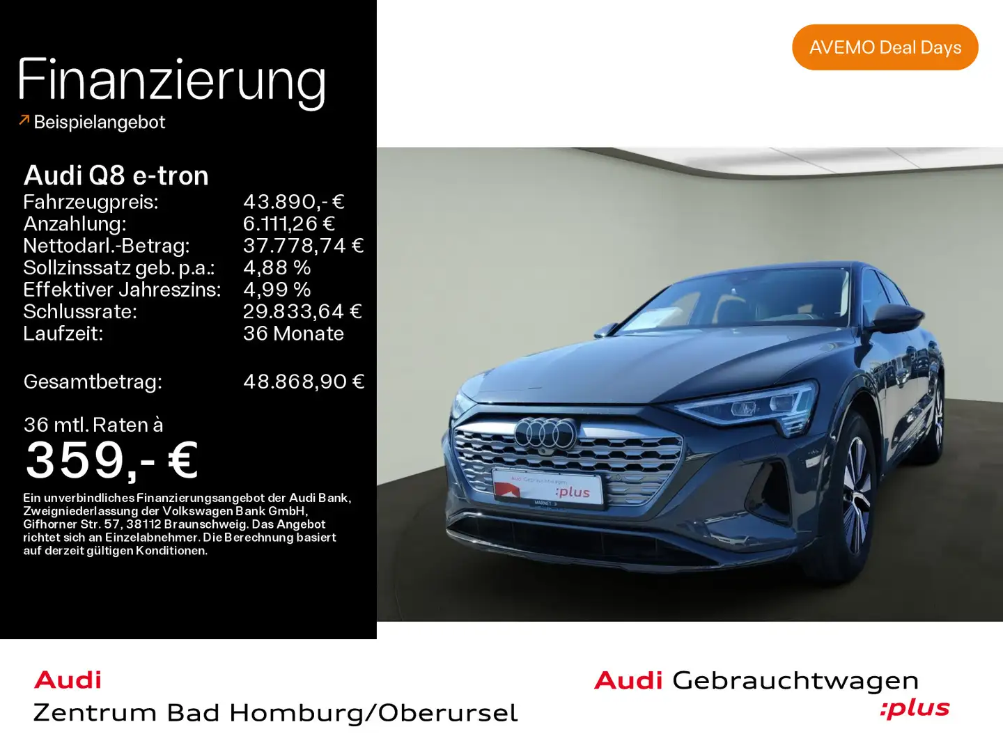 Audi Q8 e-tron Advanced 50 quattro*Navi*LED*Alu*AHK*P Grau - 1