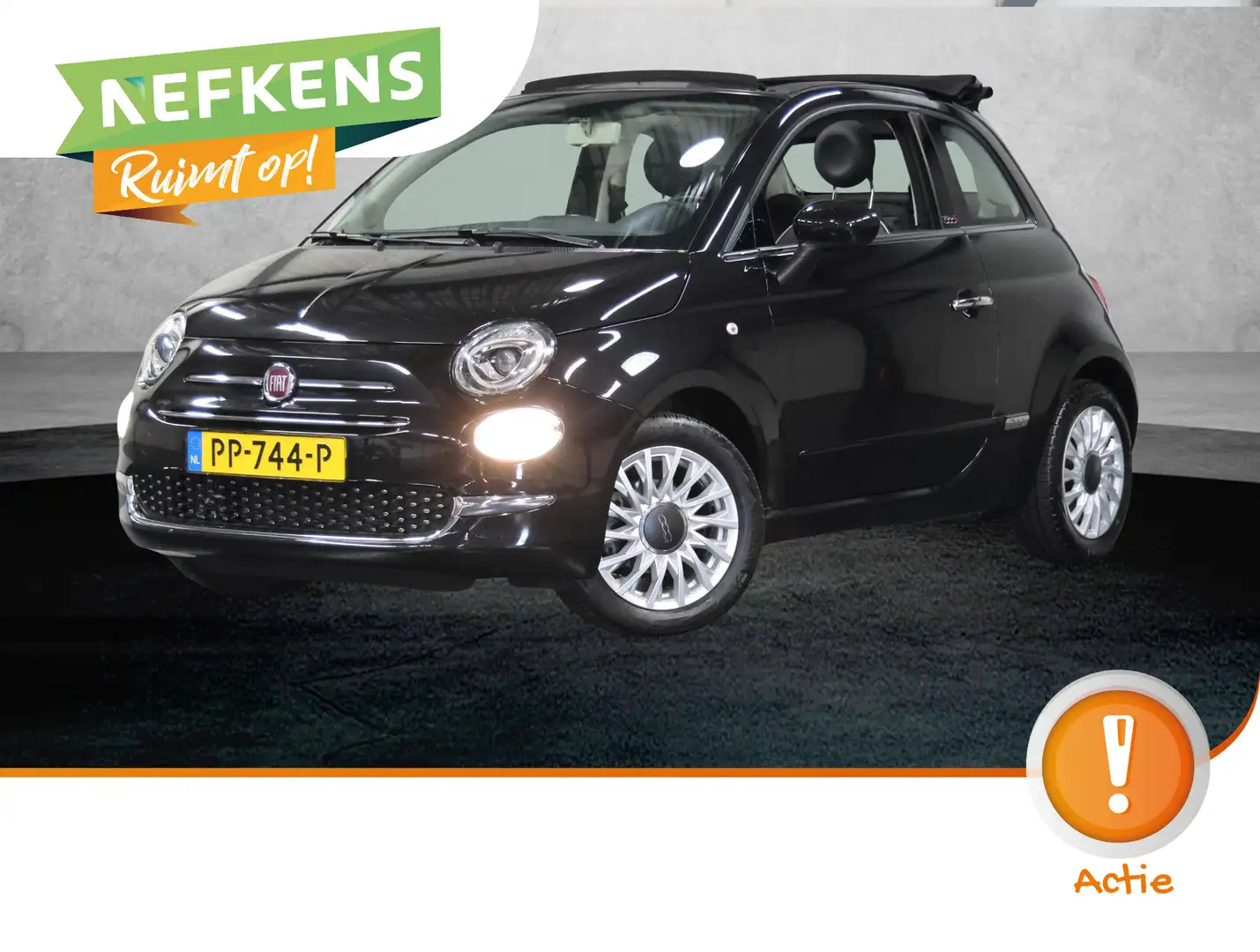 Fiat 500 Cabrio 0.9 TwinAir Turbo Lounge | Airco | Xenon Ko Zwart - 1