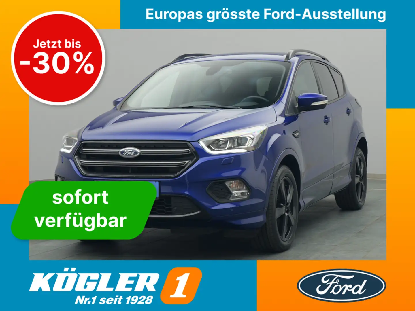 Ford Kuga ST-Line 182PS Aut. 4x4/Winter-P./Klima/Navi Bleu - 1