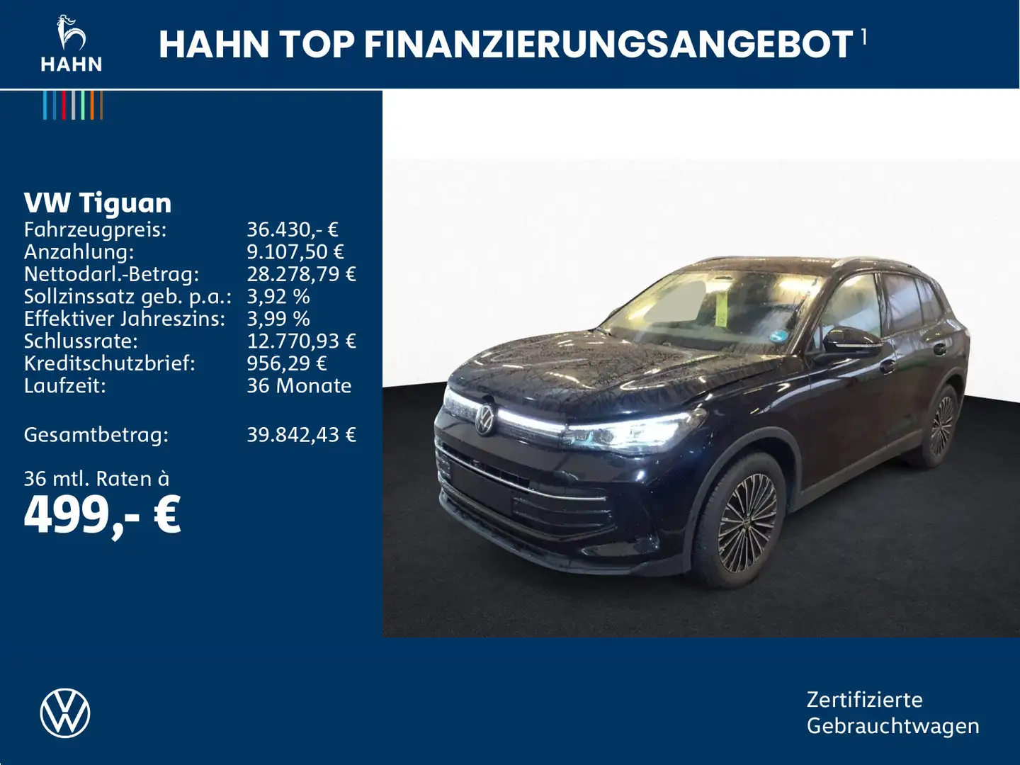 Volkswagen Tiguan 1.5eTSI DSG Goal Matrix AHK ACC Navi 360° Schwarz - 2