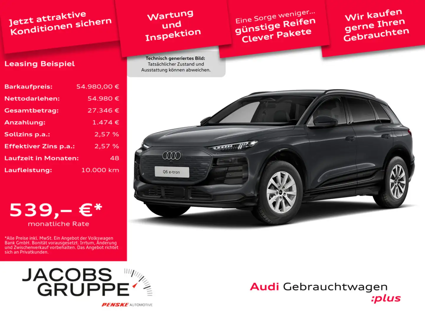 Audi Q6 e-tron ACC/LED+/360°/Wärmepumpe/4xSHZ/Standklima Grau - 1