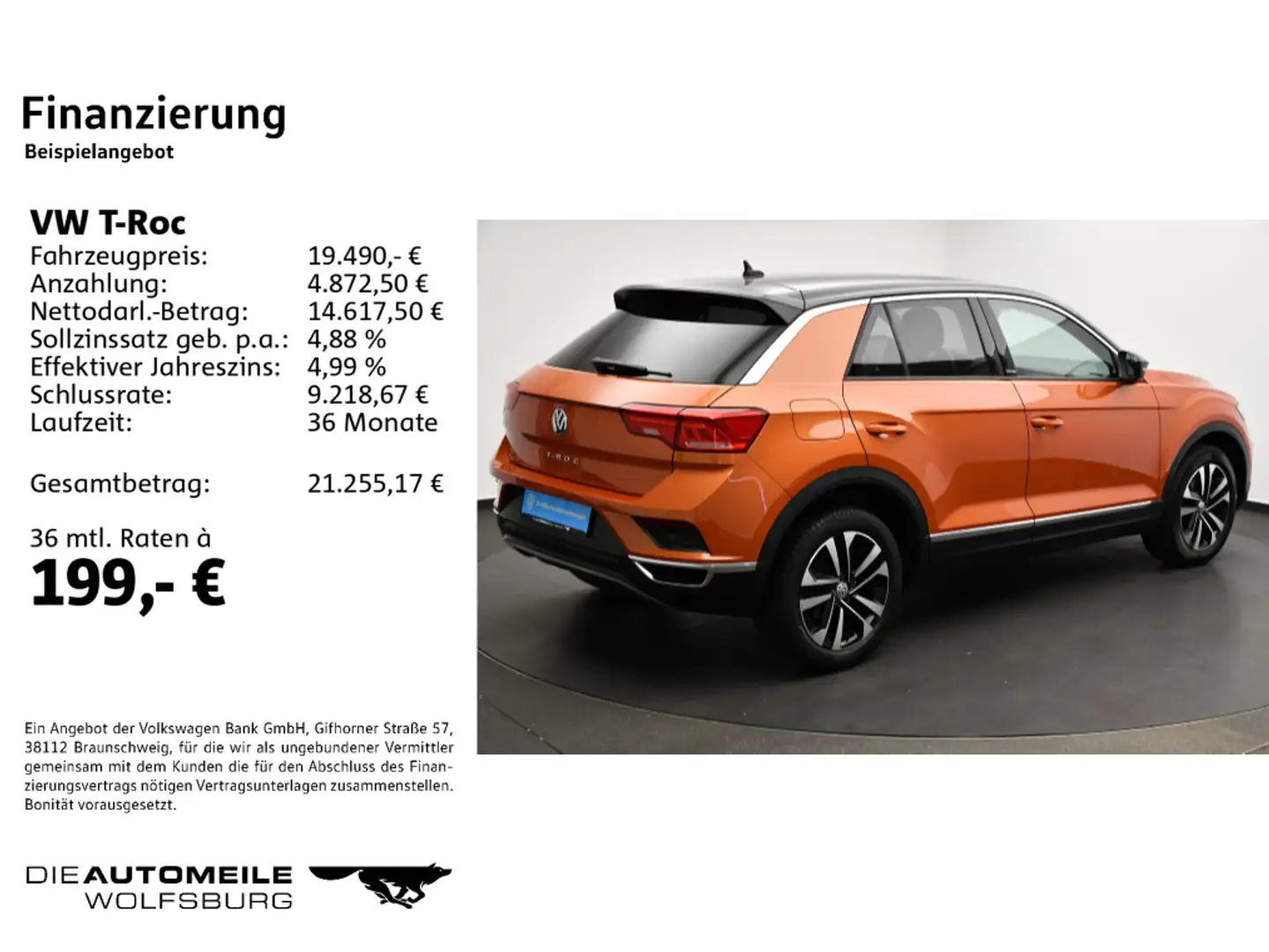 Volkswagen T-Roc 1.5 TSI United Standhzg/Einparkhi/Multilen Orange - 2