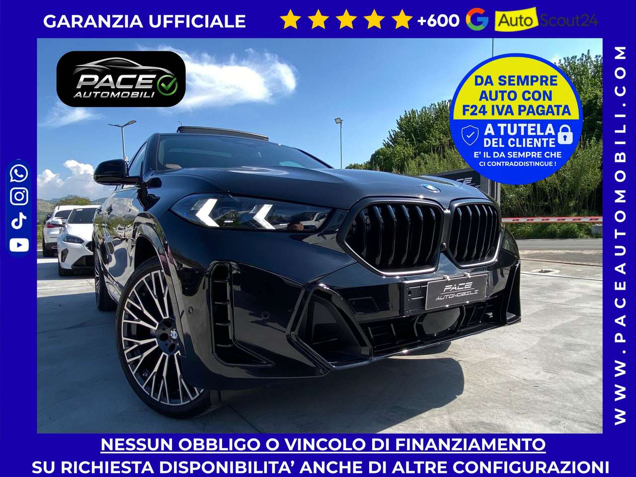 BMW X6 30 D M-SPORT PRO MSPORT BLACK PACK HUD NAVI TETTO 22" LASER M SPORT ACC KAMERA 360 GANCIO