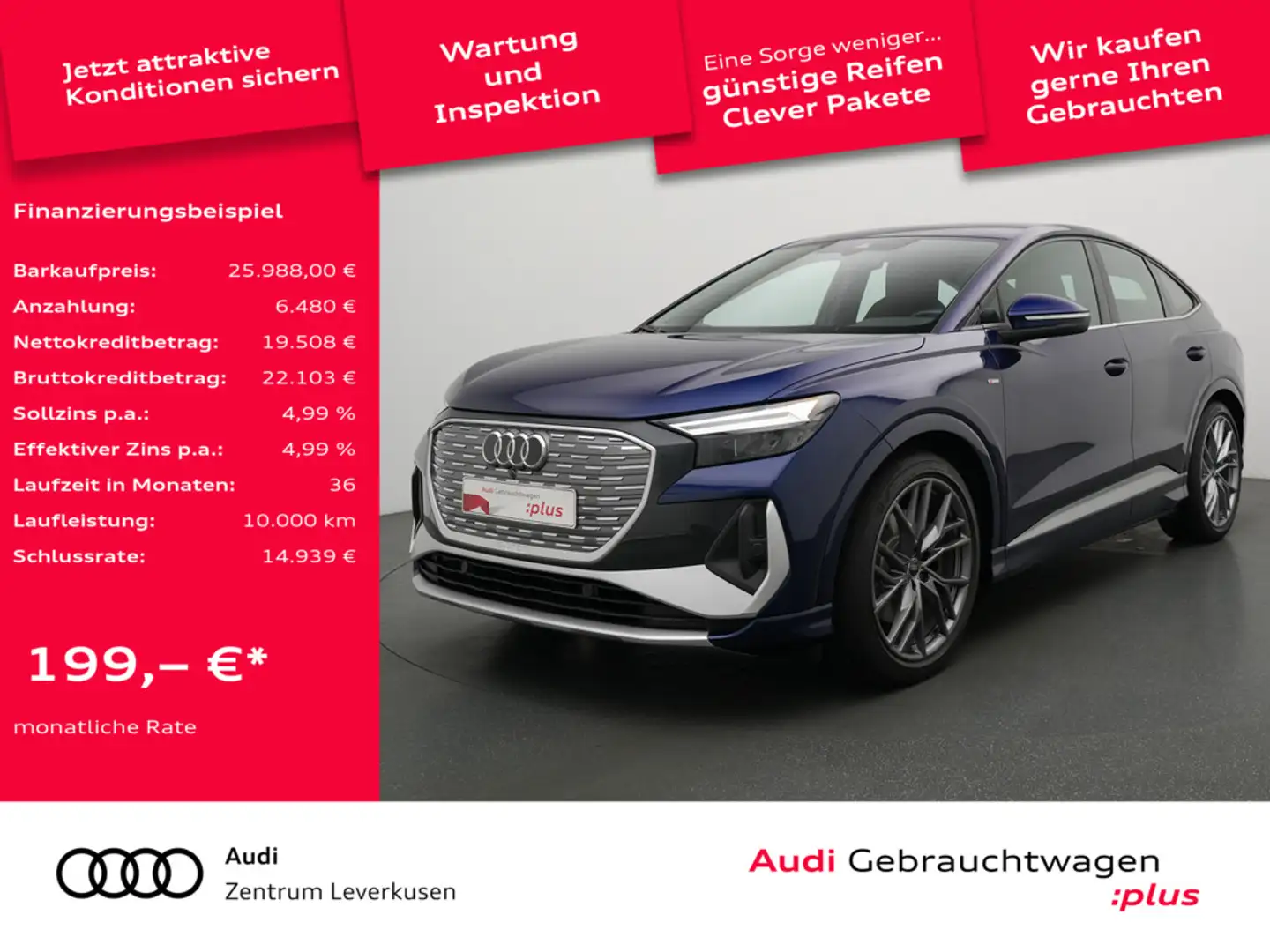 Audi Q4 e-tron s line AHK PDC LED NAVI KLIMA Schwarz - 1