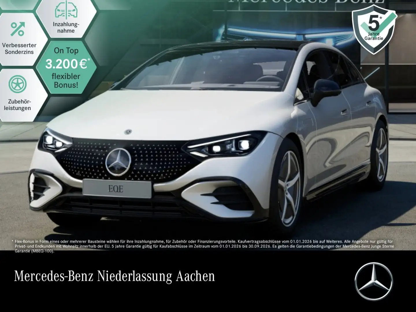 Mercedes-Benz EQE 300 AMG Fahrass WideScreen Pano Burmester HUD Weiß - 1