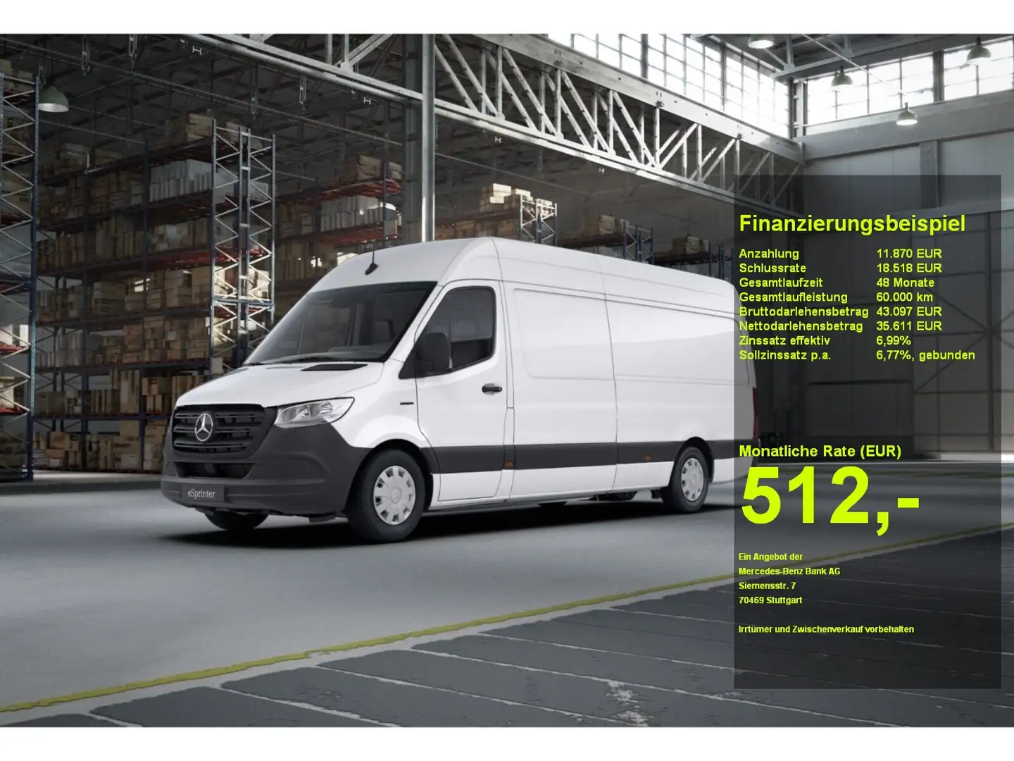 Mercedes-Benz Sonstige eSprinter Sprinter 414 Kasten Maxi  113kWh Batt. Weiß - 1