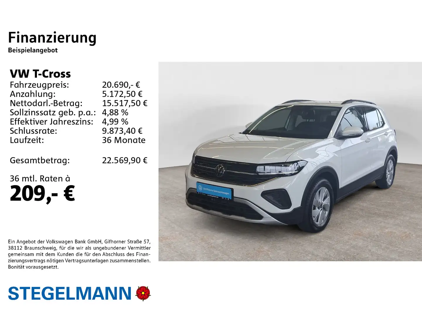 Volkswagen T-Cross 1.0 TSI Life *LED*Navi*+3J. Garantie* Blanc - 2