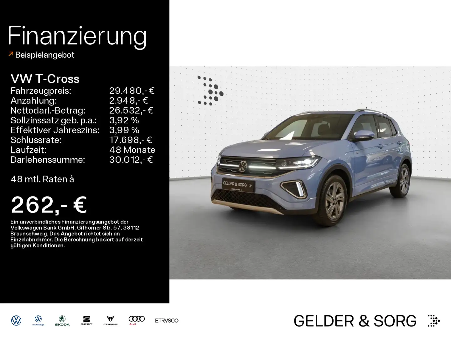 Volkswagen T-Cross 1.5 TSI R-Line Matrix*AHK*Digital*ACC Blau - 1