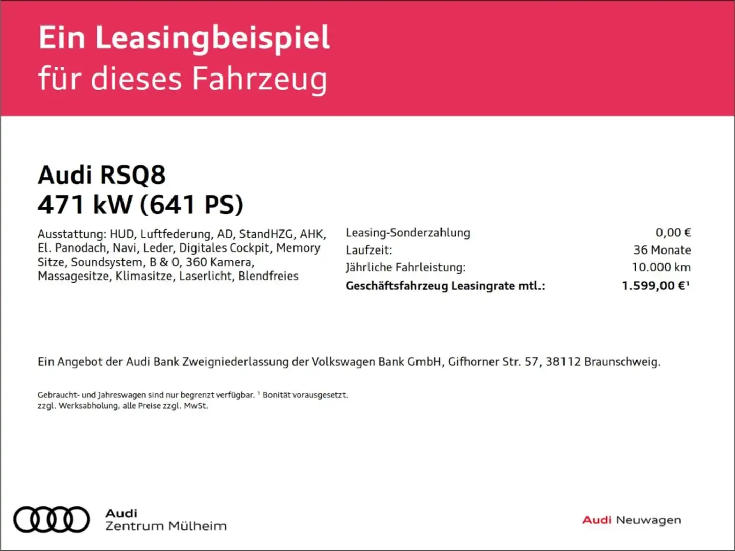 Audi RS Q8 performance 4.0 TFSI quattroHUD Luftfederung AD St Schwarz - 2