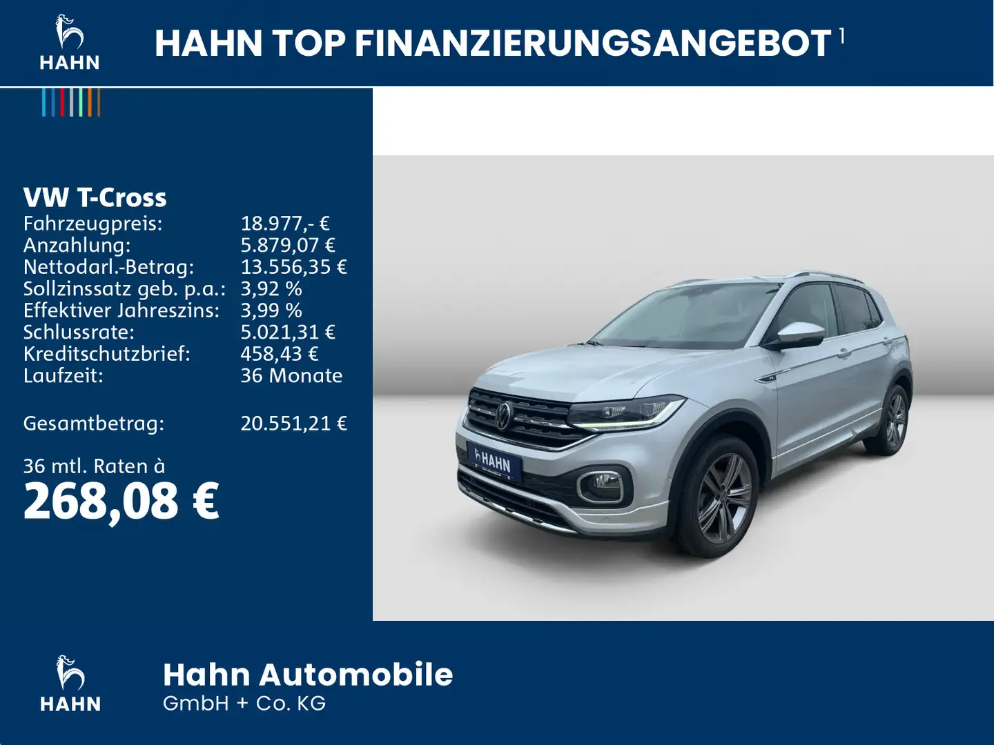 Volkswagen T-Cross 1.0TSI Style R-Line ext. LED Nav ACC PDC Silber - 2