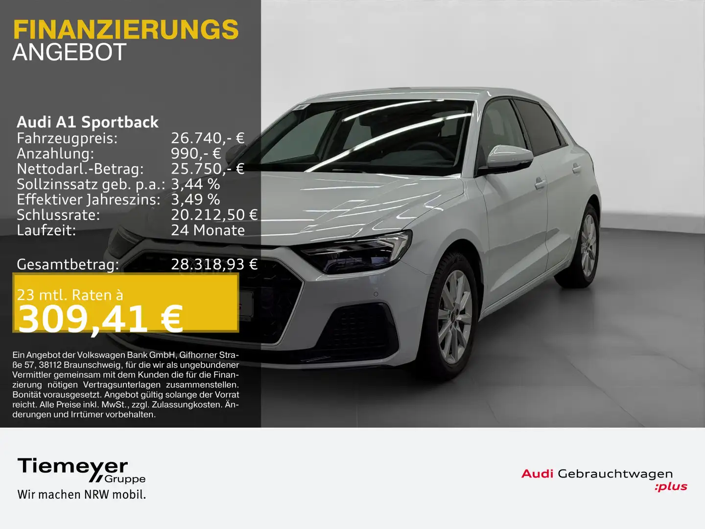 Audi A1 30 TFSI ADVANCED LM17 SPORTSITZE NA Weiß - 1