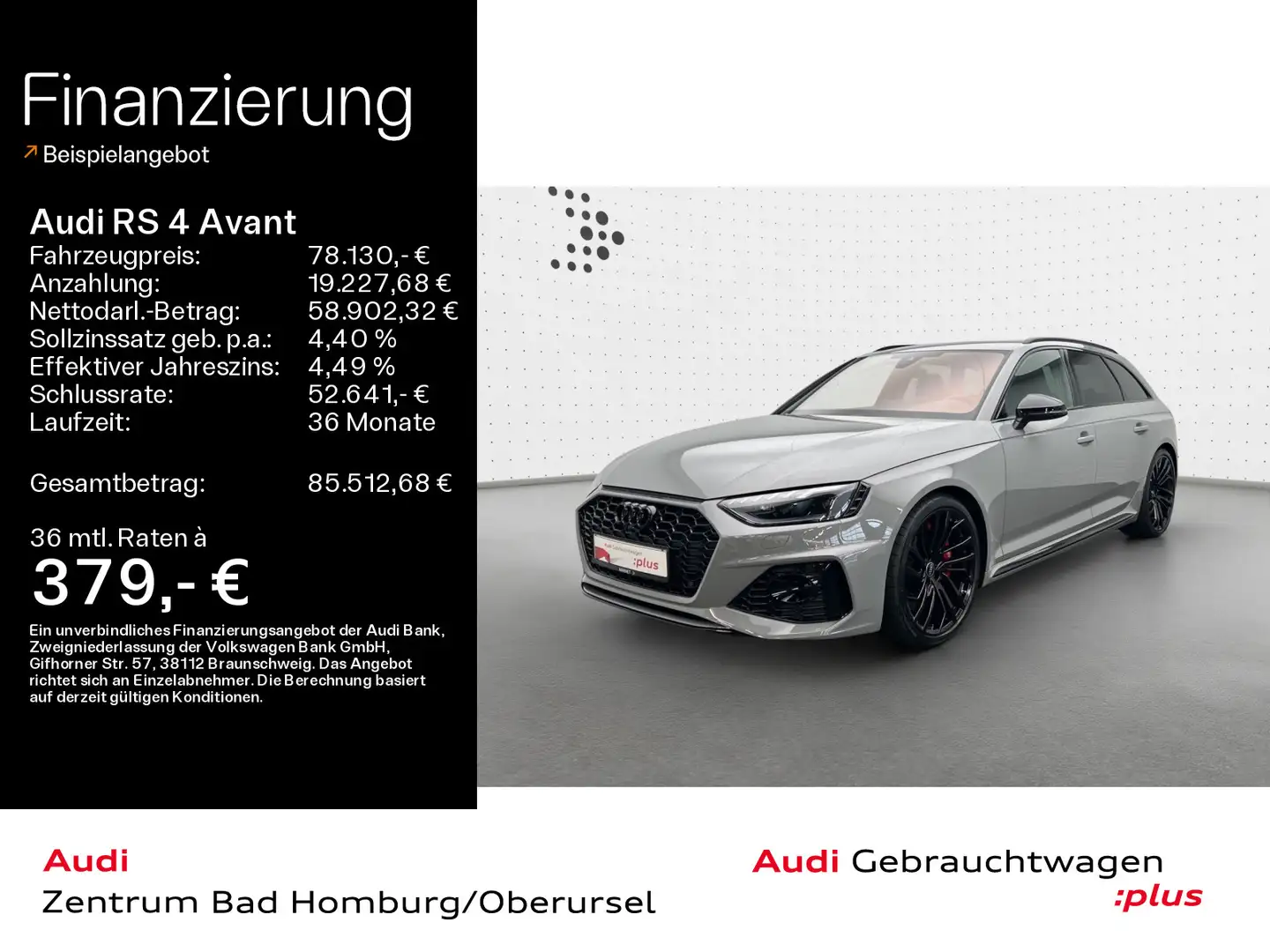 Audi RS4 quattro*Navi*Matrix*HUD*B&O*PDC*RS-Dy Gris - 1
