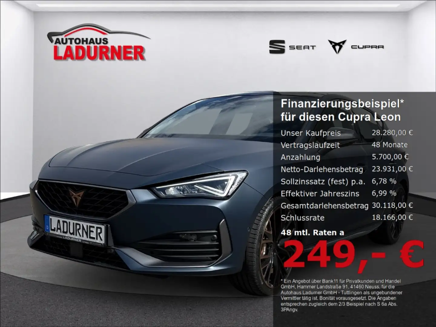 CUPRA Leon VZ 245PS HYBRID *PANODACH+COPPER+BLAUMATT* Azul - 1