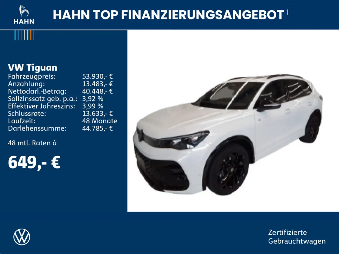 Volkswagen Tiguan 2.0TDI DSG 4Mo R-Line Matrix Pano Standh Weiß - 2