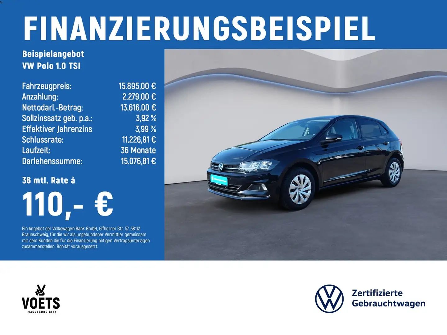 Volkswagen Polo 1.0 TSI Comfortline DSG+NAVI Noir - 2