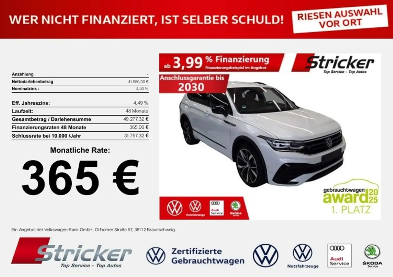 Volkswagen Tiguan Allspace R-Line Black Style 2.0TSI DSG 4M 365,-ohne Anzahl Weiß - 1