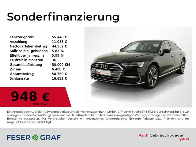 Audi A8 60 TFSI e quattro Matrix / Allradlenk. / Luftf. /