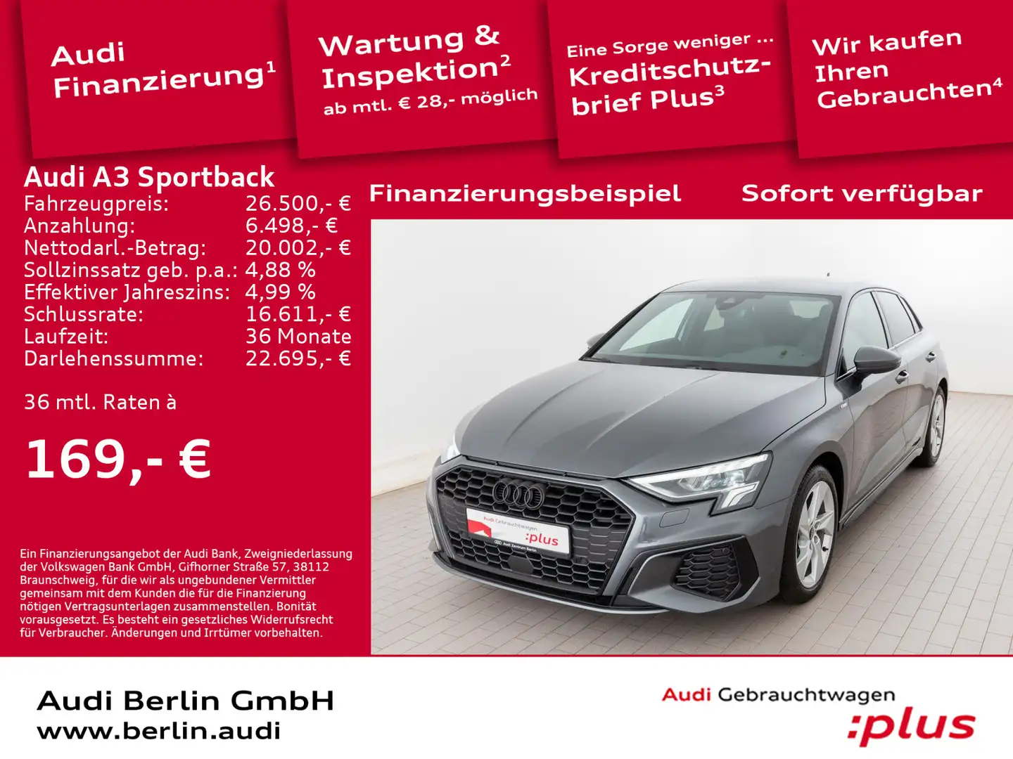Audi A3 S line 35 TFSI 6-G. RFK LED NAVI Grau - 1