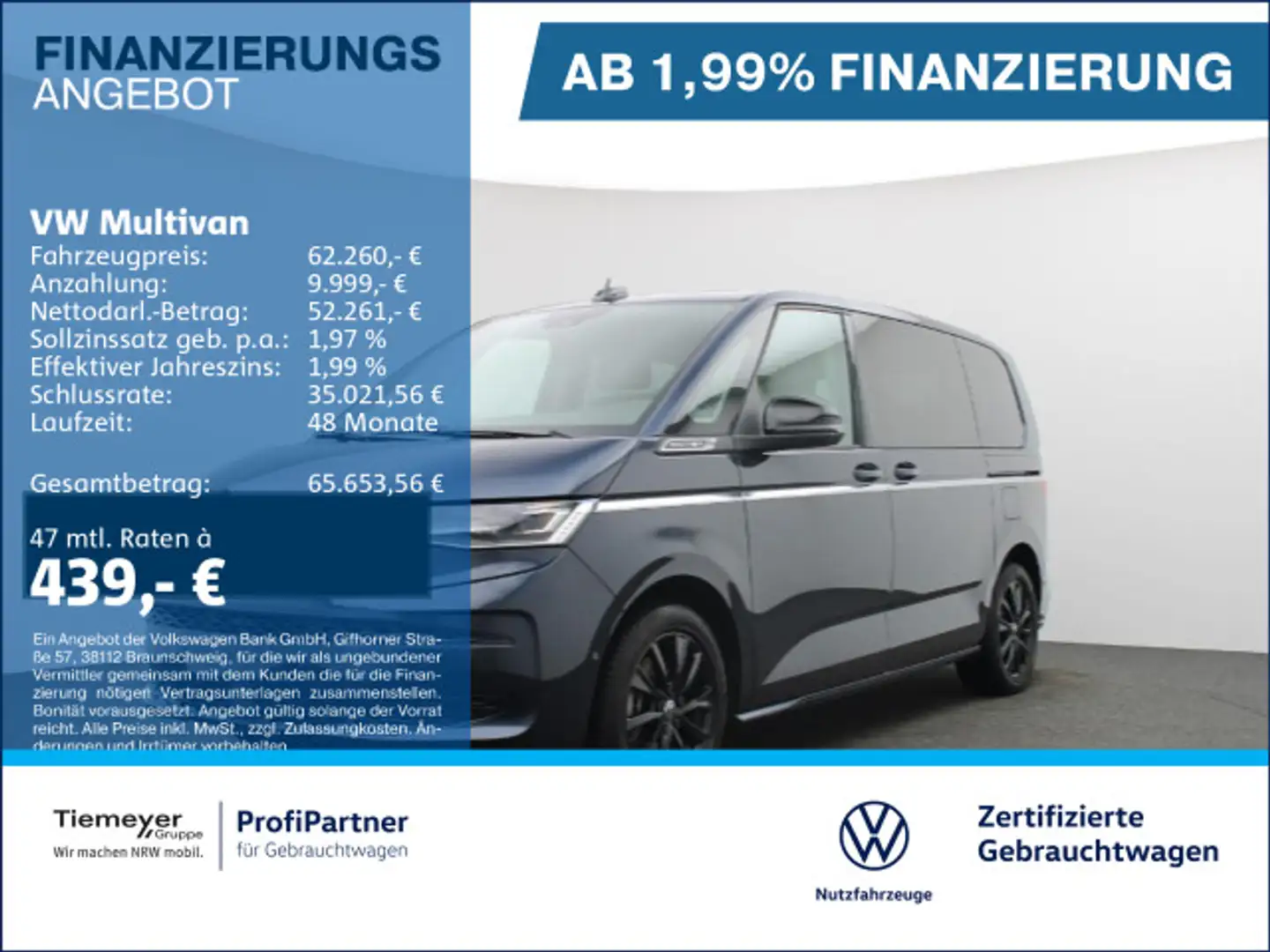 Volkswagen T7 Multivan T7 Multivan HYBRID ALLRAD STYLE 360 VIS-A-VIS Blau - 1