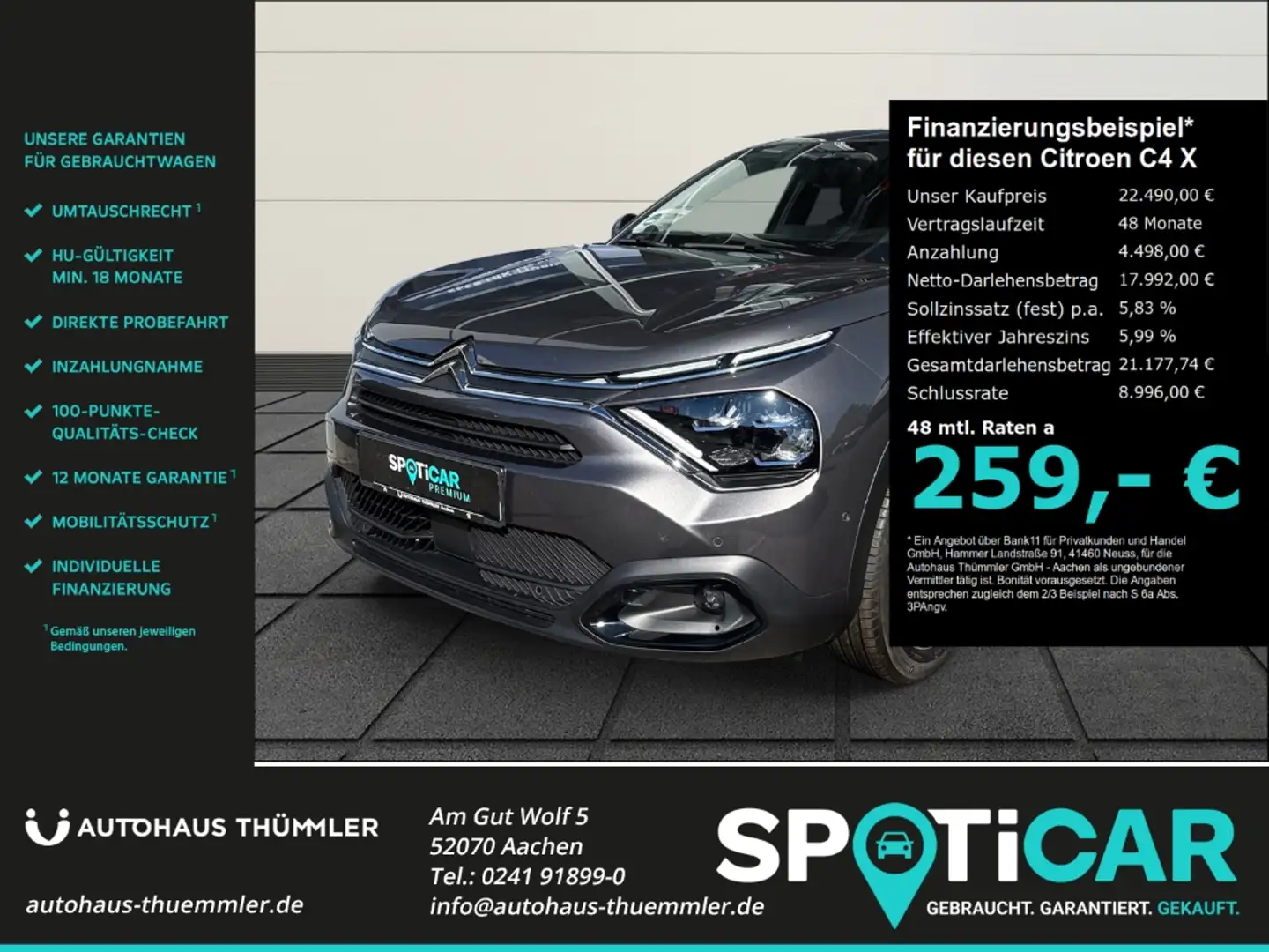 Citroen C4 Shine 1.2 PureTech 130 EU6d HUD Navi Digitales Coc Gris - 1