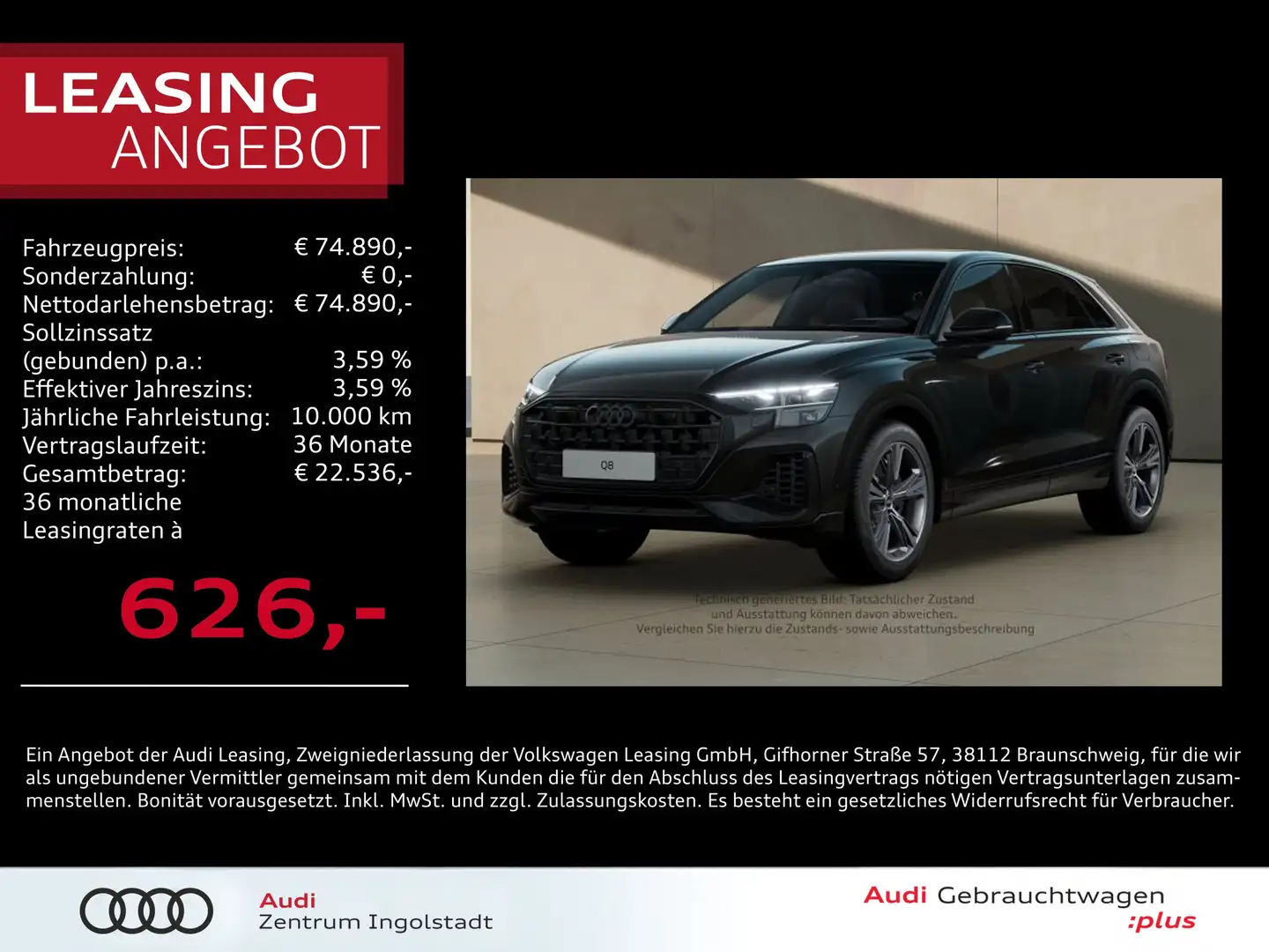 Audi Q8 55 TFSI e qu MATRIX Luft AHK HuD 21" Kameras Schwarz - 1