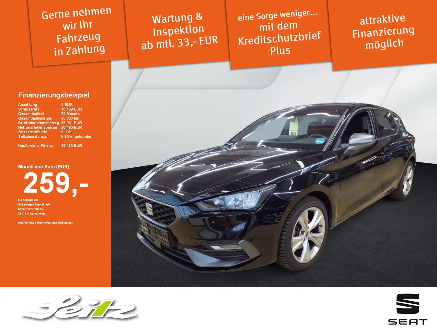 SEAT Leon 2.0 TDI FR *LED*KAMERA*NAVI*SITZH* Zwart - 1
