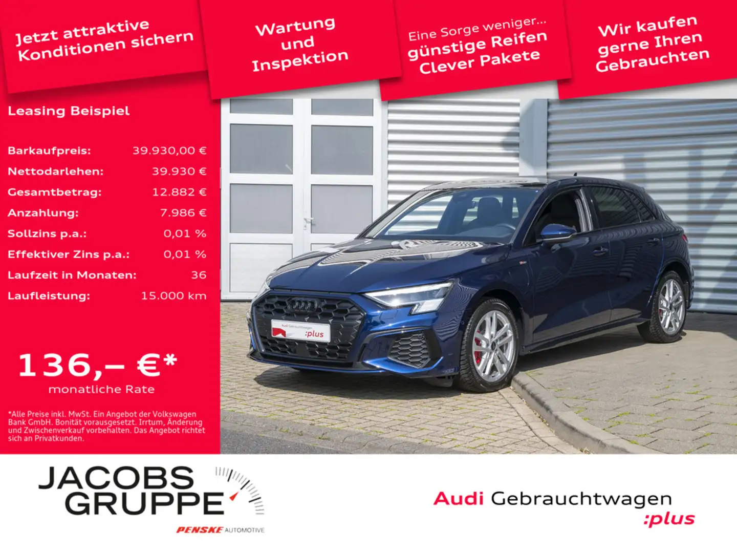 Audi A3 Sportback S line 45 TFSI e S tronic *ACC*AHK*Pano* Blau - 1