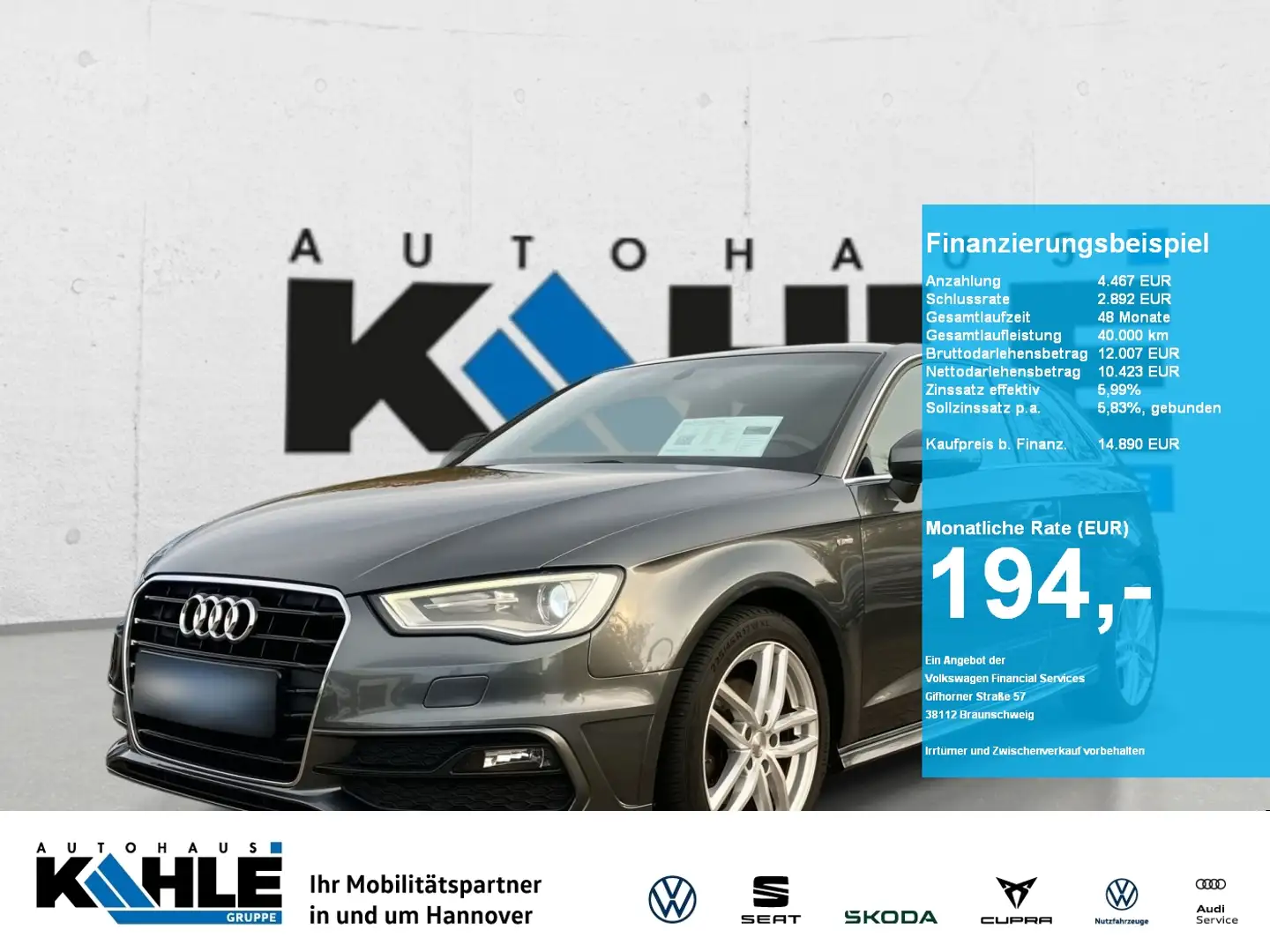 Audi A3 S-LINE 1.4TSI PDC Klima SoundSystem BlueTooth Grau - 1