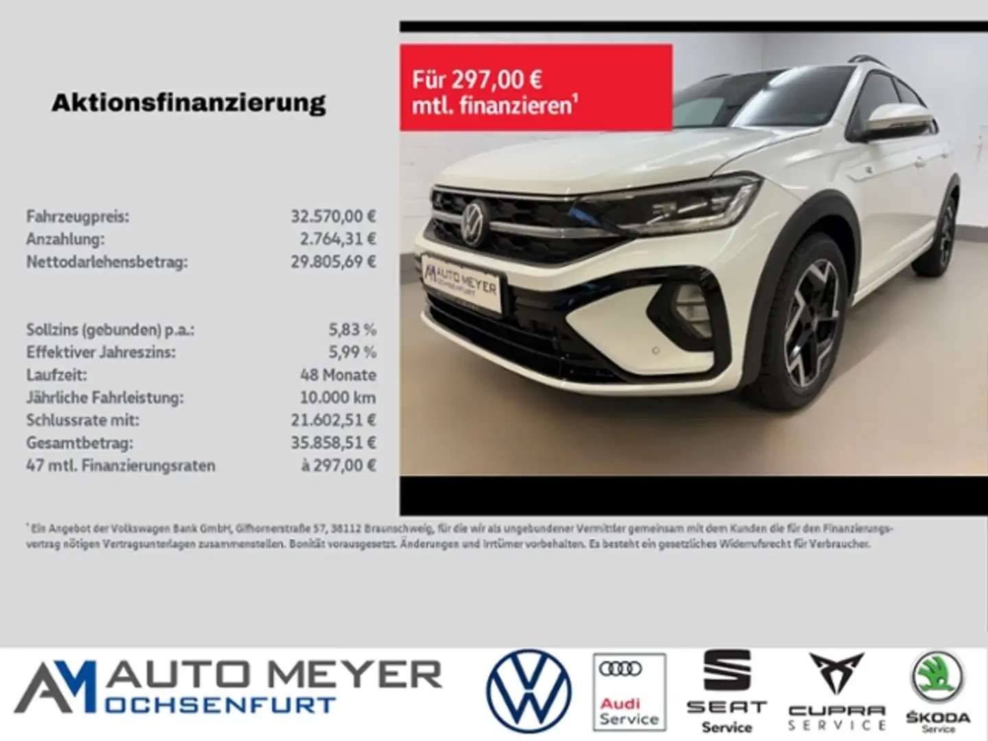 Volkswagen Taigo R-Line 1,0 l TSI DSG AHK Navi Kamera Ganzjahresbe Wit - 1