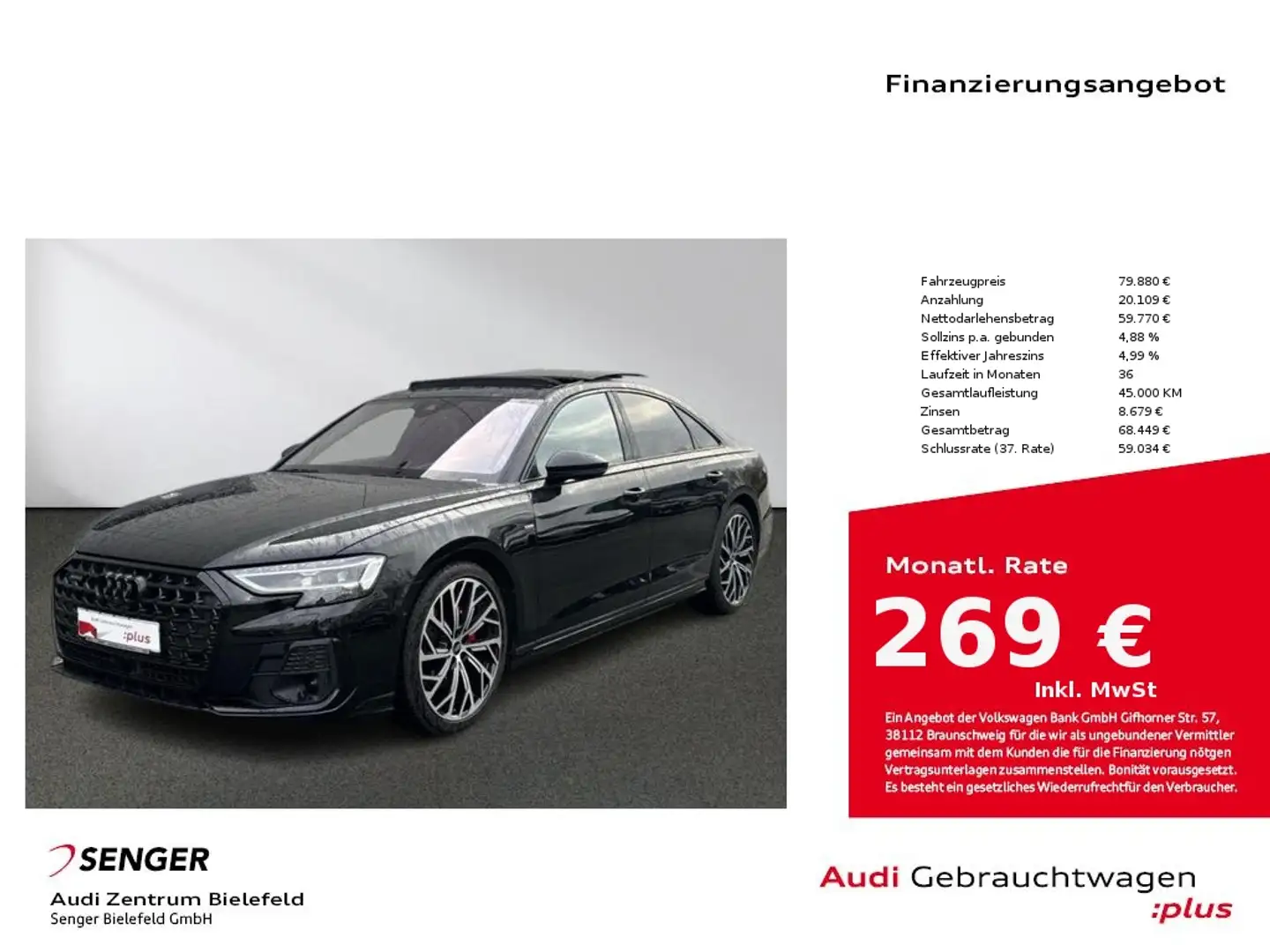 Audi A8 50 TDI quattro Matrix Panorama B&O Memory Schwarz - 1