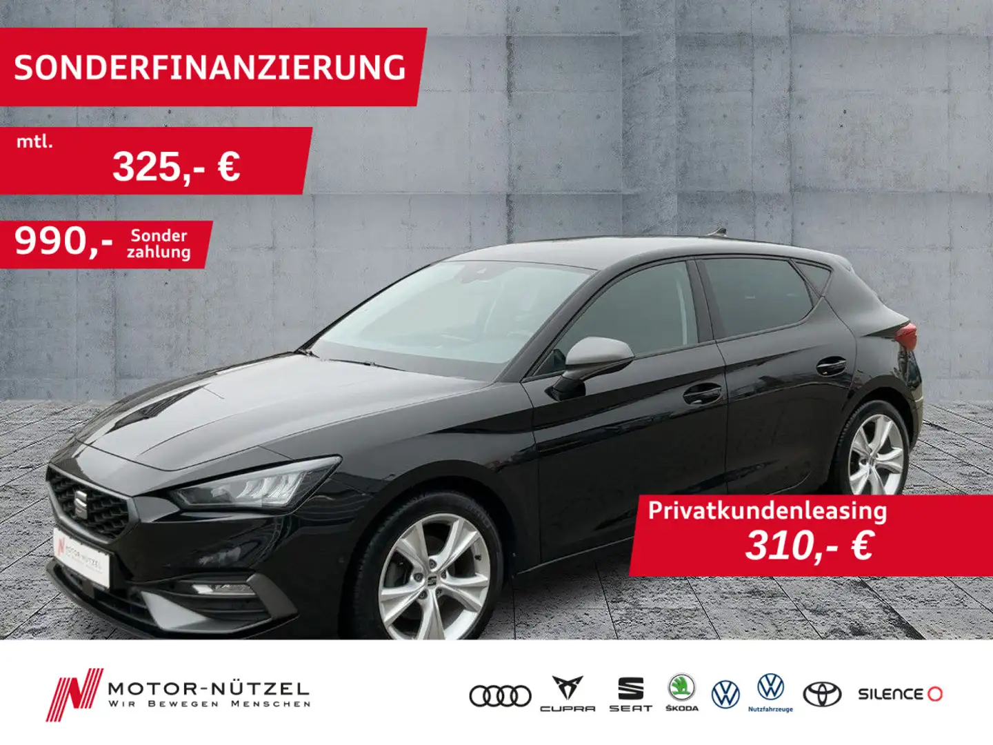 SEAT Leon 1.5eTSI DSG FR-LINE LED+NAV+GRA+SHZ+PDC+RFK Schwarz - 1