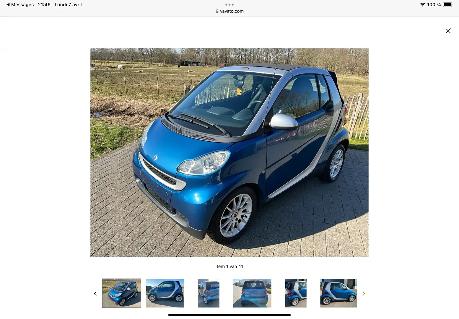 smart forTwo Smart Cabrio 1.0 71ch Limited Two Bleu - 1