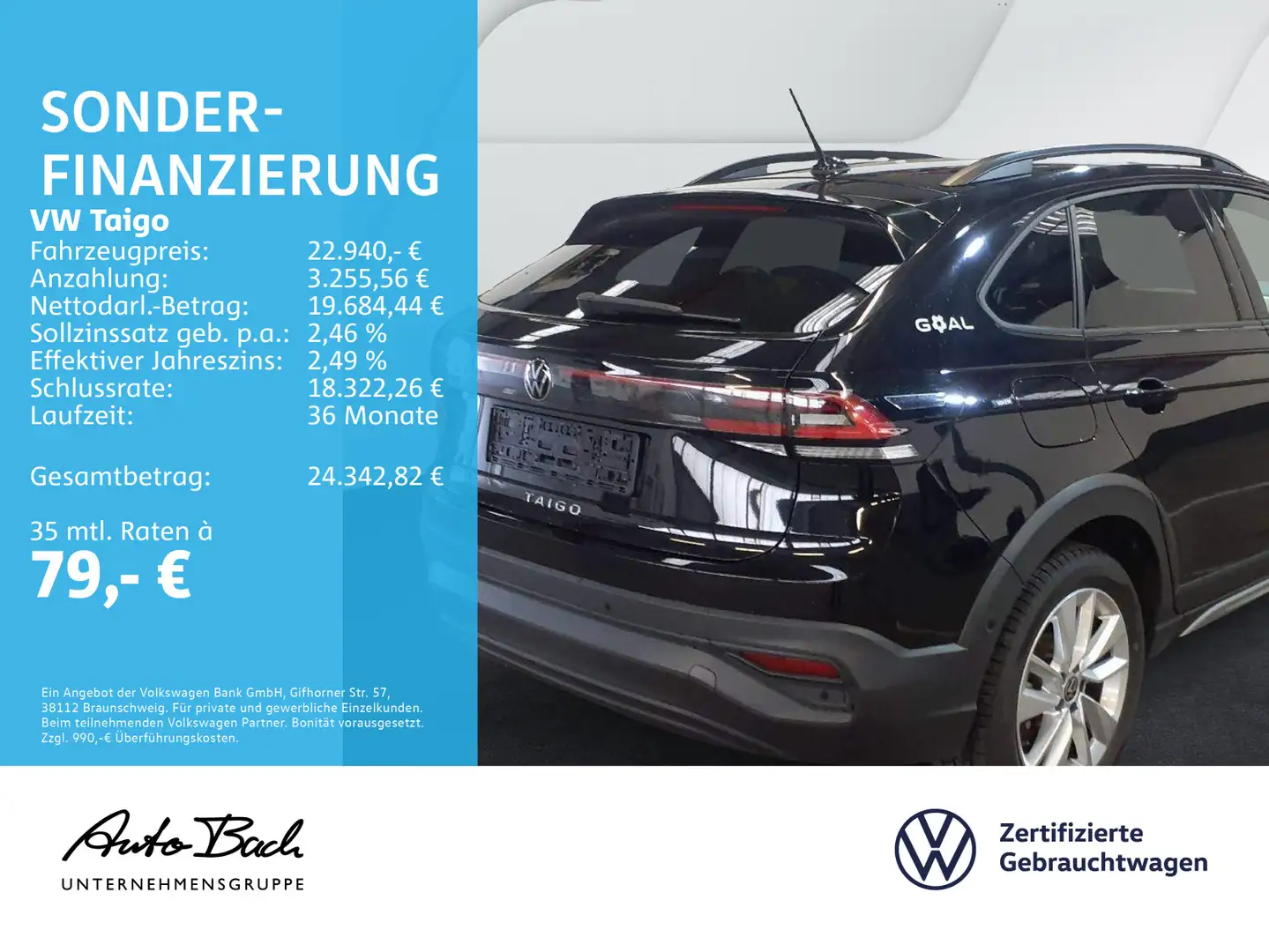 Volkswagen Taigo 1.0 TSI DSG Goal, Navi, LED, App-Connect, Schwarz - 2