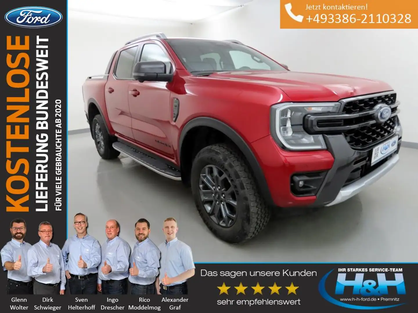 Ford Ranger 3.0 Aut. 4x4 Wildtrak AHK+ACC+360°Kamera Rot - 2