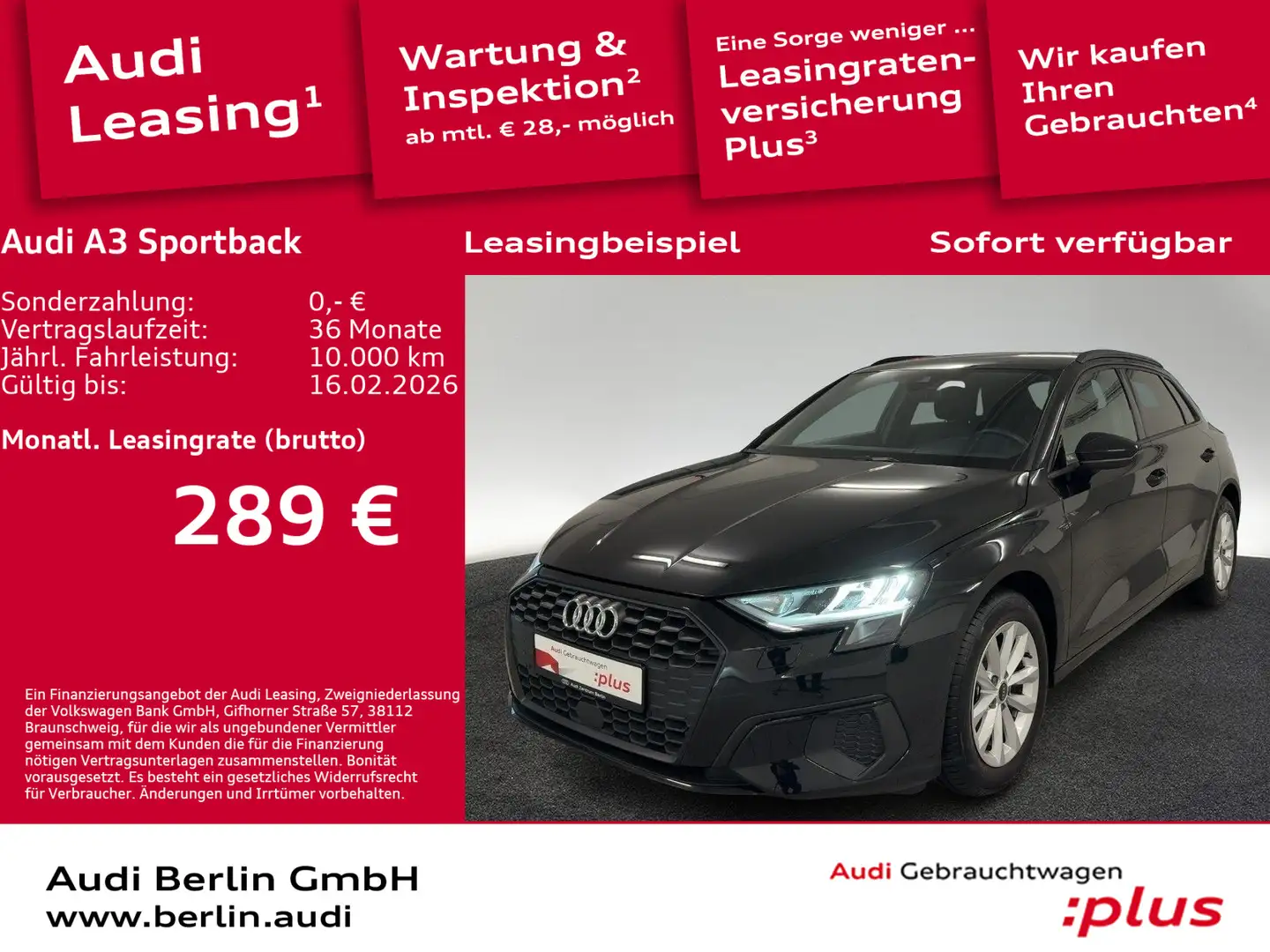 Audi A3 30 TDI 6-G. LED NAVI PDC STDHZG Schwarz - 1