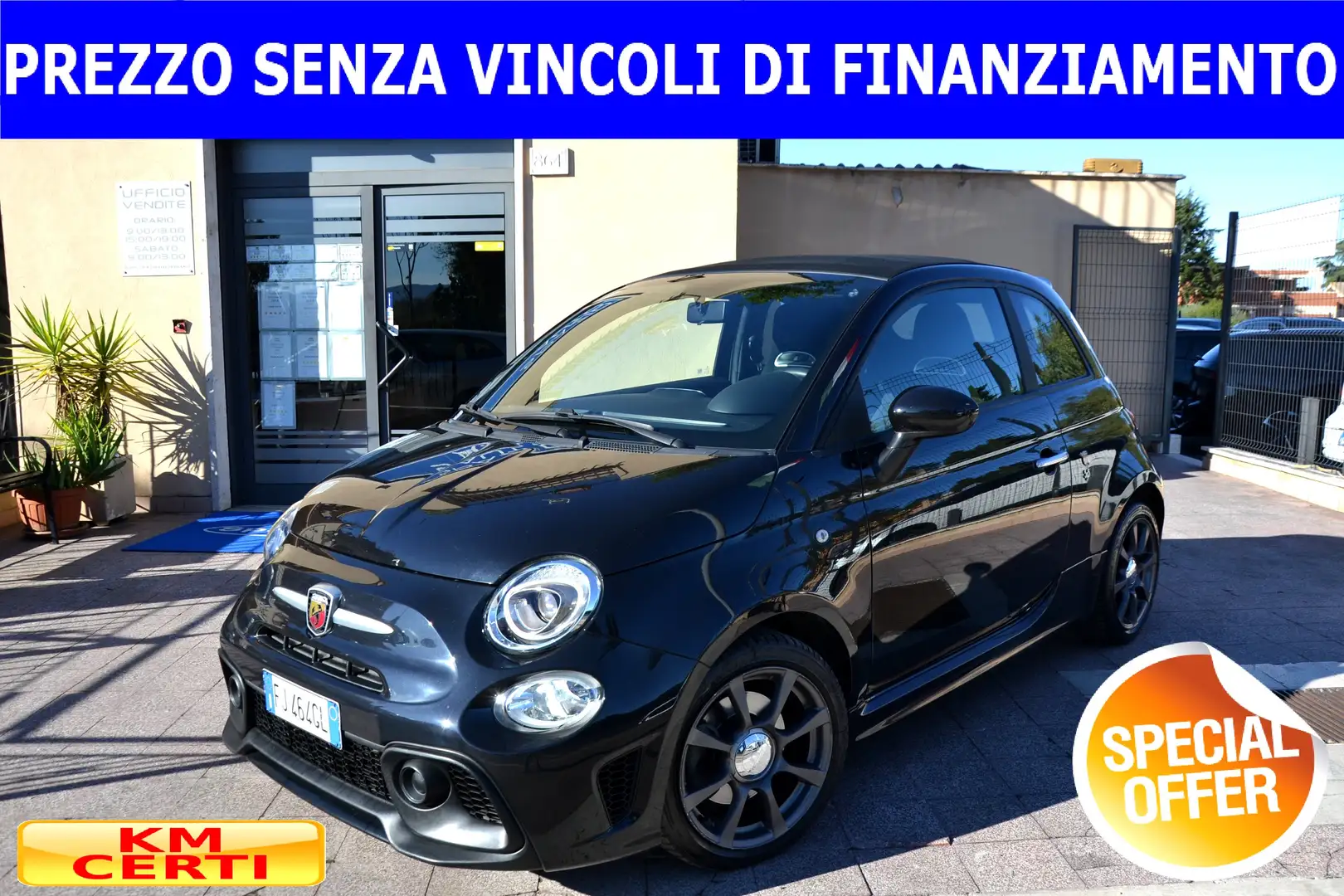Abarth 595 145 CV CABRIO 6M SCARICO MONZA+PDC+CLIMA AUT.+TEL Nero - 2