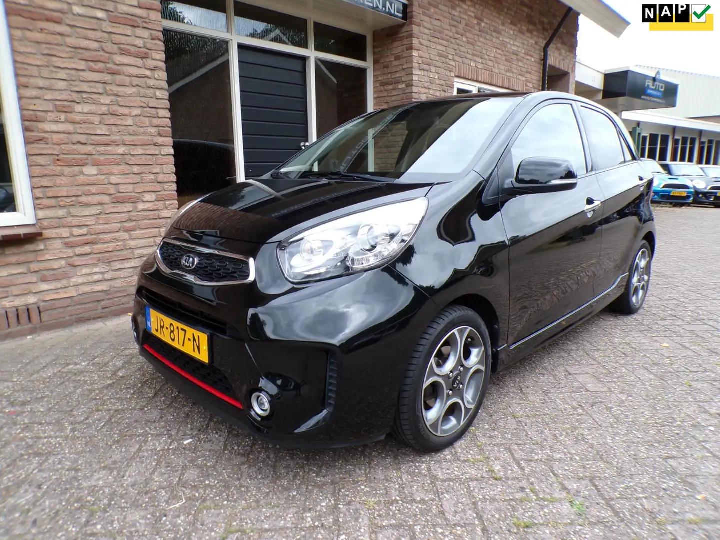 Kia Picanto 1.2 CVVT SportsLine Navi / Clima / Half Leder Zwart - 1