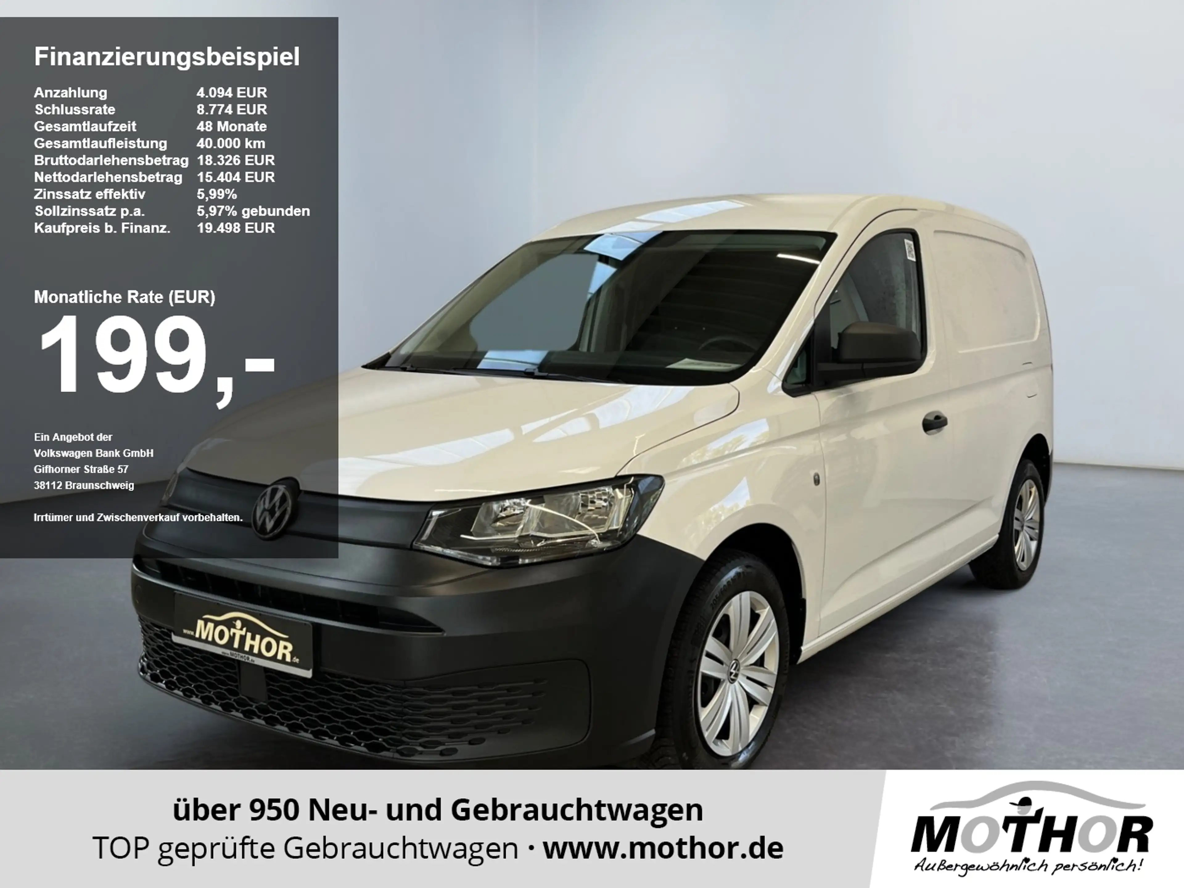 Volkswagen Caddy Cargo EcoProfi 1.5TSI Flügeltüren Tempomat