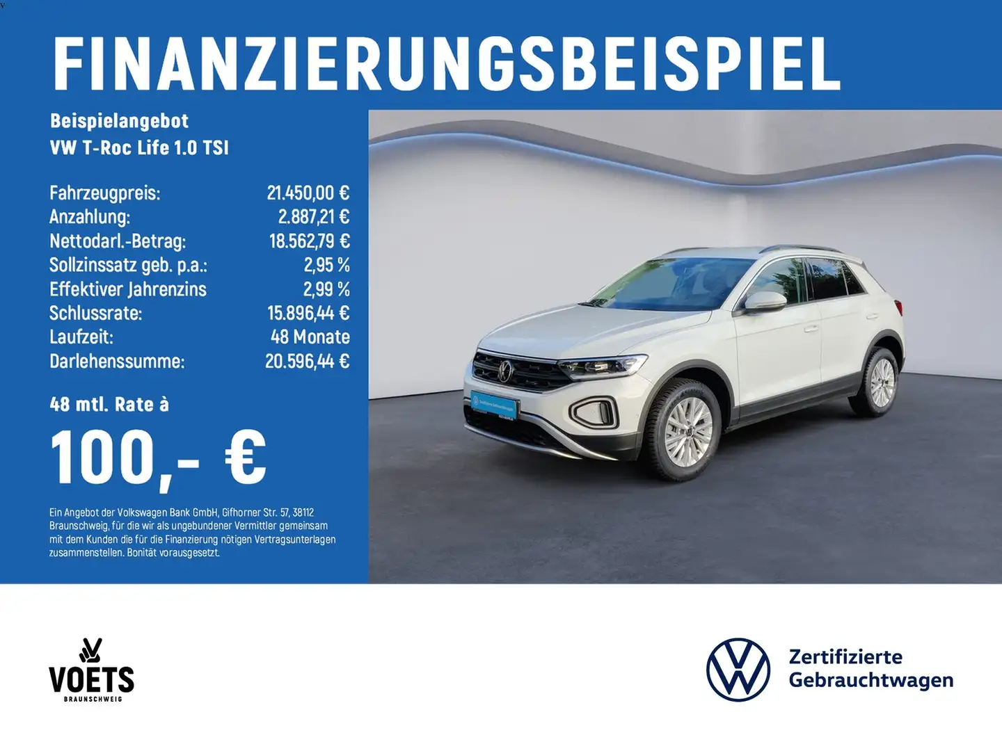 Volkswagen T-Roc Life 1.0 TSI LED+App-Connect+PDC Weiß - 2