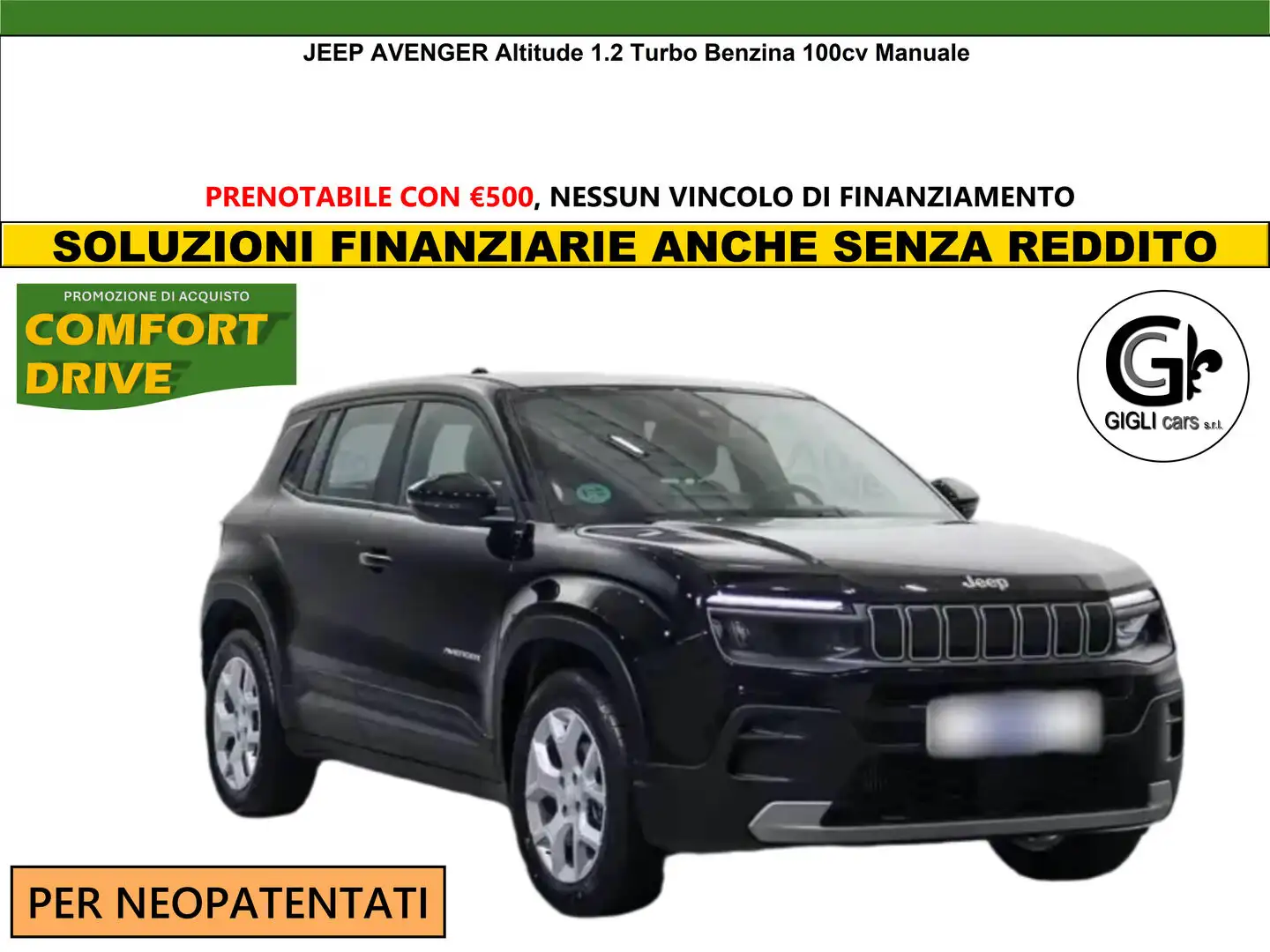 Jeep Avenger Altitude 1.2 Turbo Benzina Manuale Neopatentati Schwarz - 1