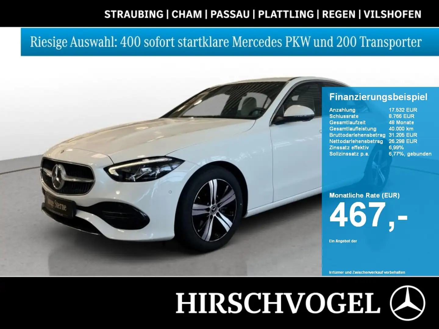 Mercedes-Benz C 200 4M AVANTGARDE+AHK+Memory-P.+MBUX+Navi-Prem Weiß - 1