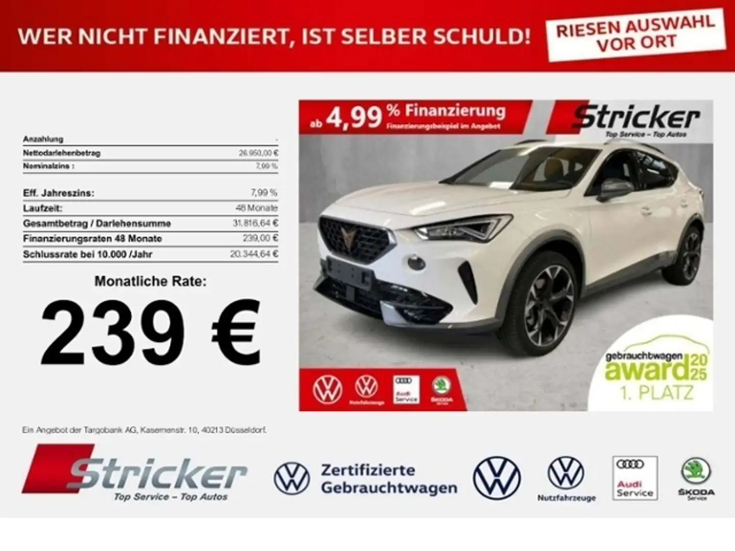 CUPRA Formentor 1.5TSI DSG 239,-ohne Anzahlung Kamera Sitzheizung Weiß - 1