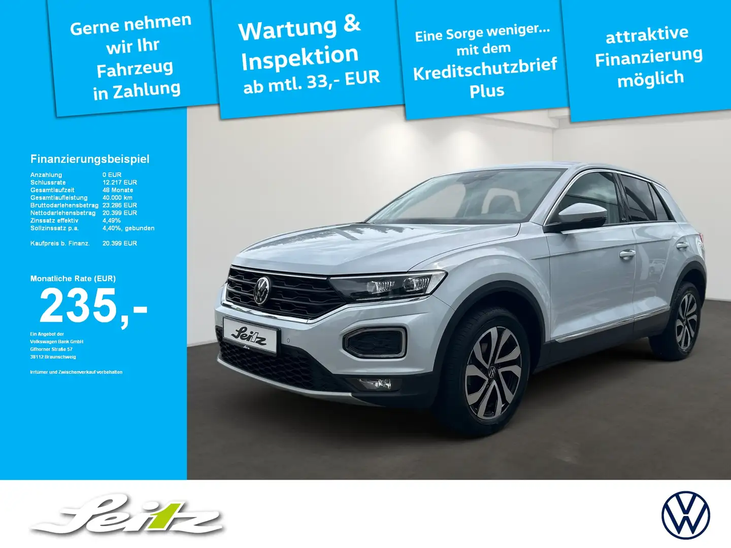 Volkswagen T-Roc 1.5 TSI Active *LED*PARKSENSOR*SITZH* Silber - 1