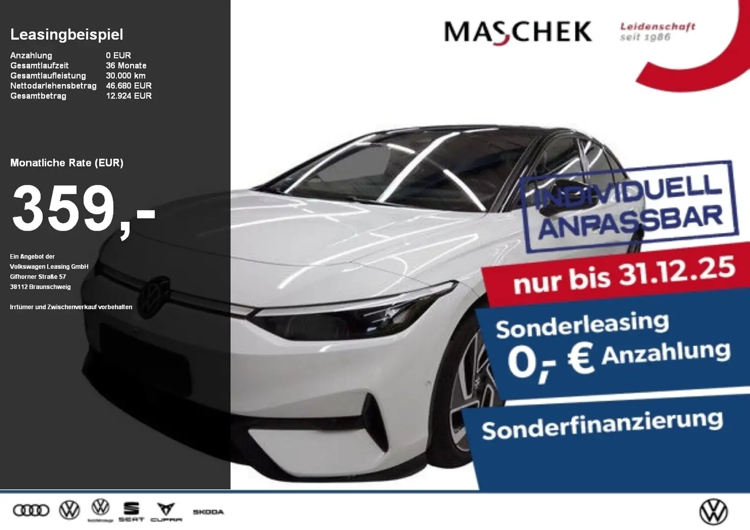 Volkswagen ID.7 .7 Pro S Sonderleasing! AHK Anschlussg IQlight Schwarz - 1