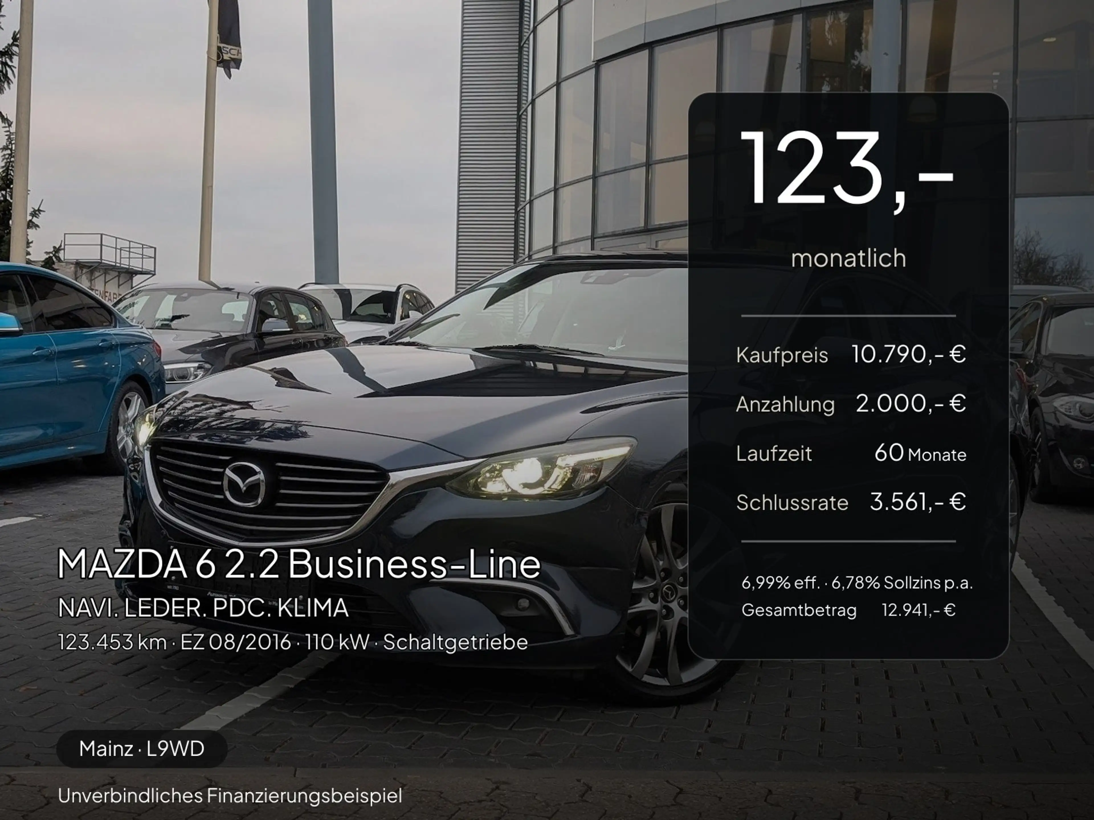 Mazda 6 6 2.2 Business-Line NAVI. LEDER. PDC. KLIMA — photo 2