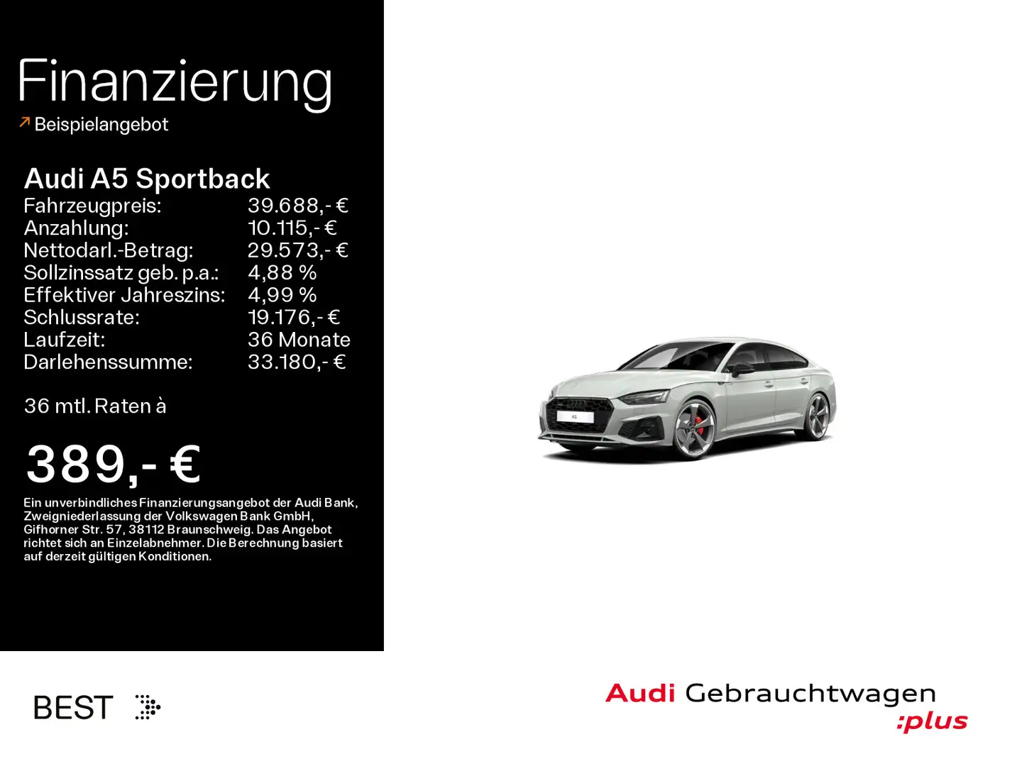 Audi A5 S line black 40 TFSI Assist*Matrix Grau - 1