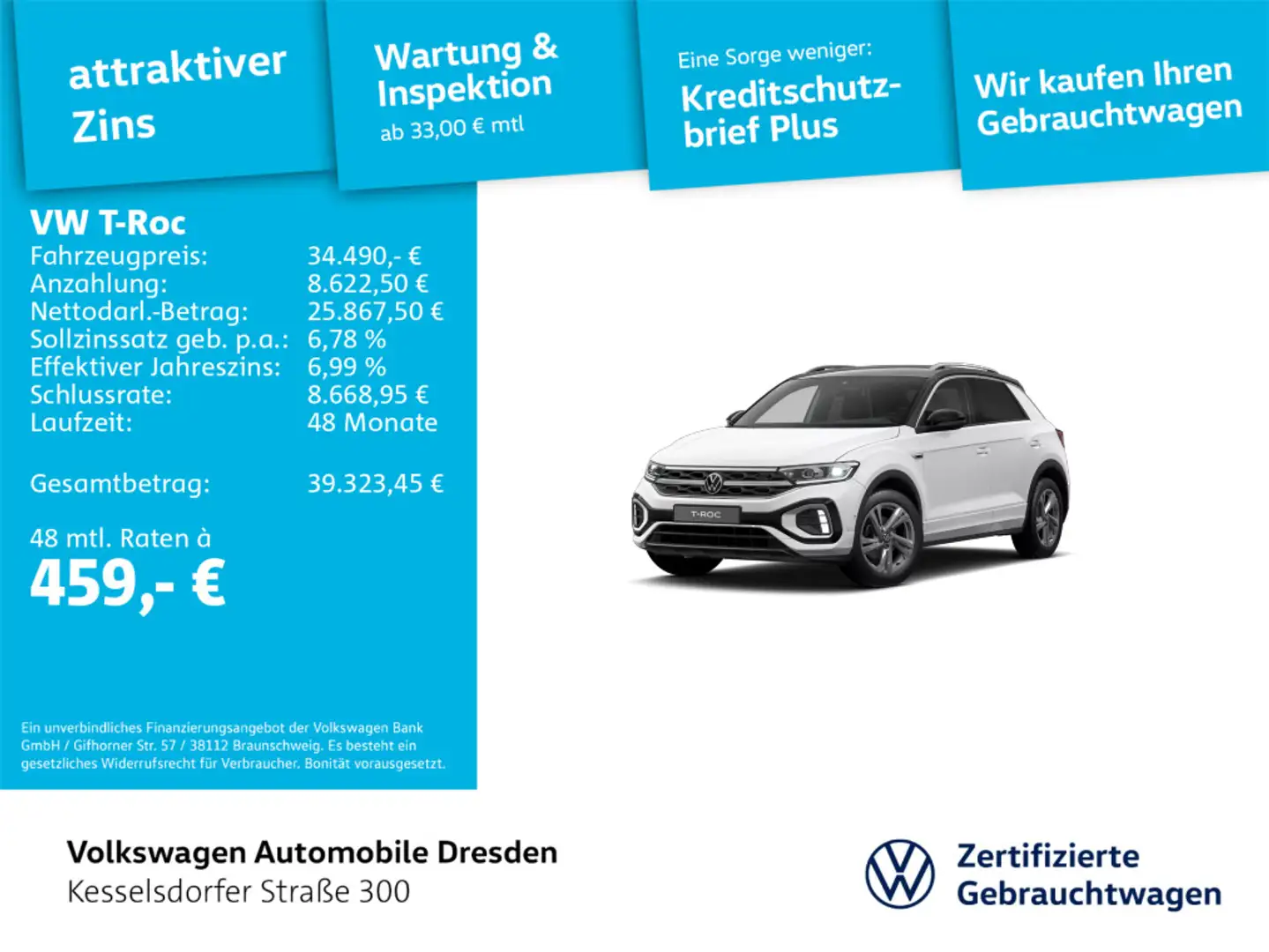 Volkswagen T-Roc T-ROC R-Line 1.5 TSI Weiß - 1